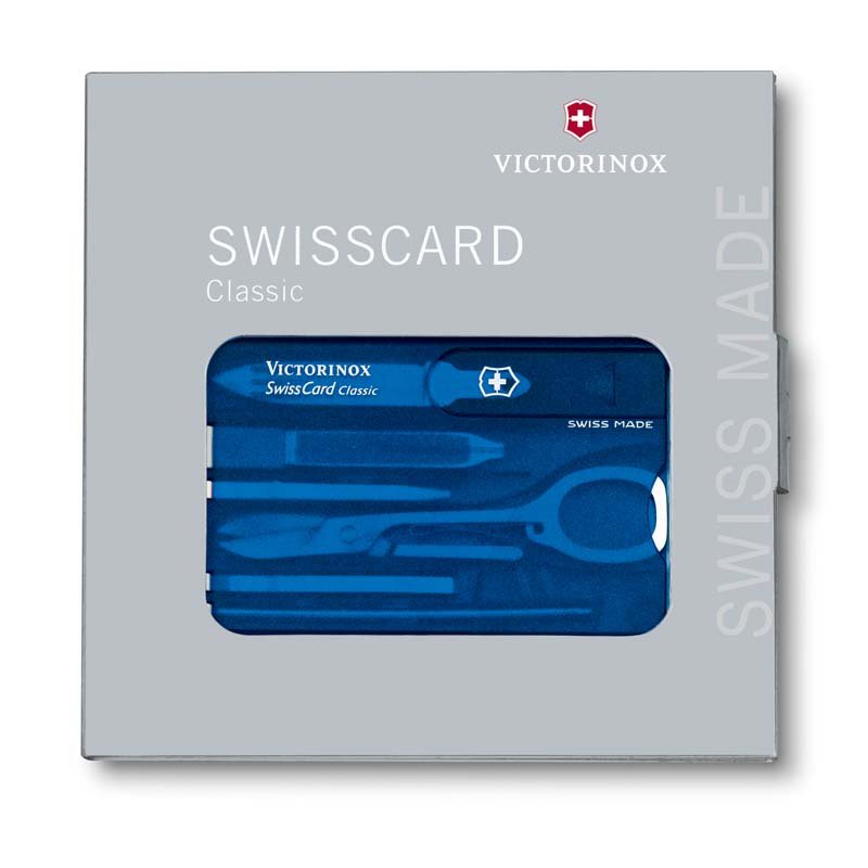 Швейцарская карточка VICTORINOX SwissCard Classic, 10 функций, полупрозрачная синяя_1