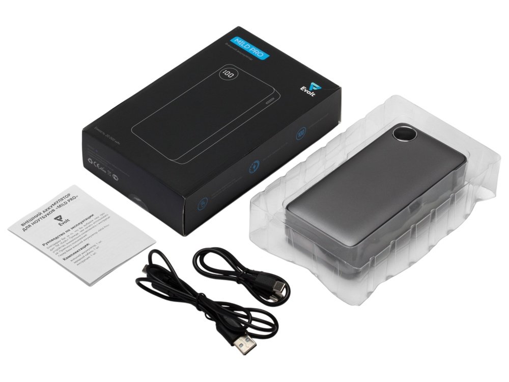 Внешний аккумулятор Mild Pro c быстрой зарядкой QC/PD, металлик soft-touch, 20 000 mAh_7