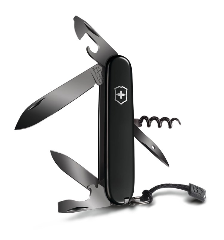 Нож перочинный VICTORINOX Spartan PS, 91 мм, 13 функций, чёрный, со шнурком в комплекте_1