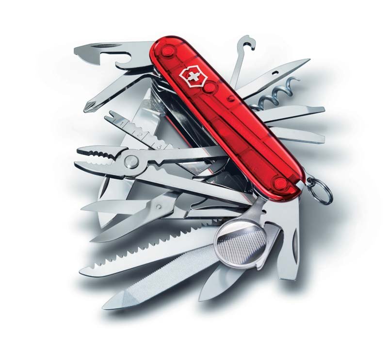 Нож перочинный VICTORINOX Swiss Champ, 91 мм, 33 функции, полупрозрачный красный_1