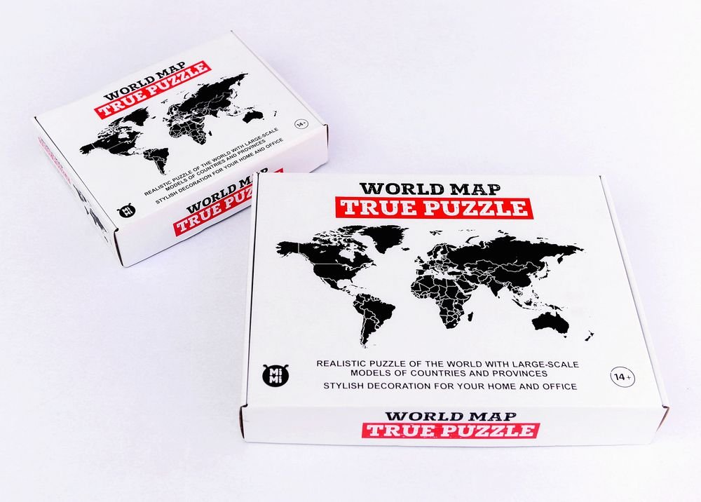 Деревянная карта мира World Map True Puzzle Small, черная_3