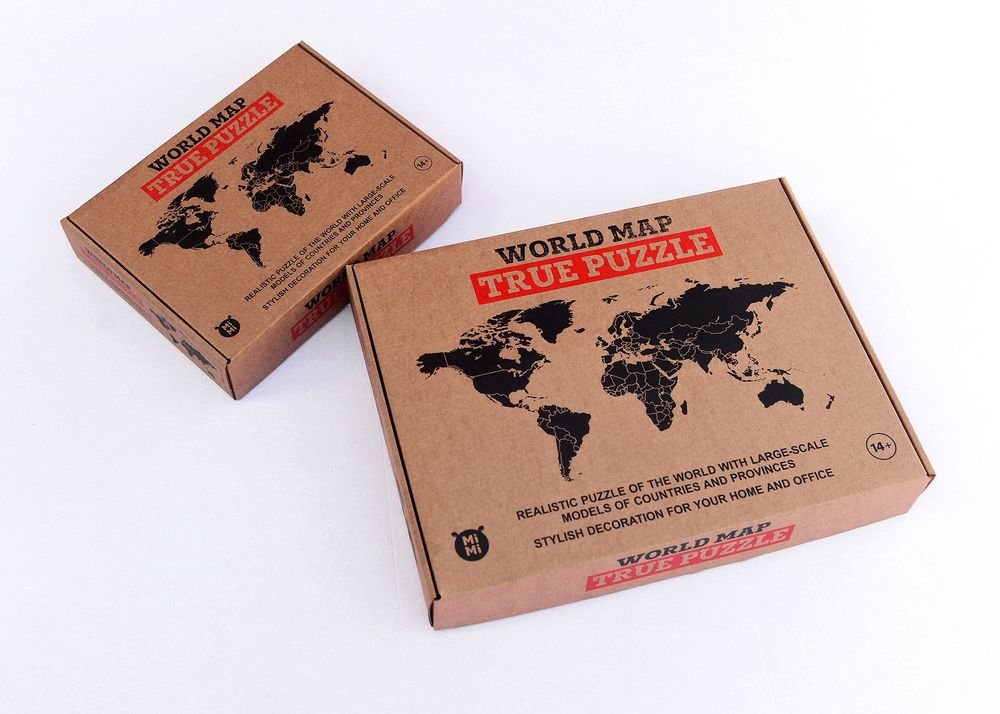 Деревянная карта мира World Map True Puzzle Small, коричневая_4