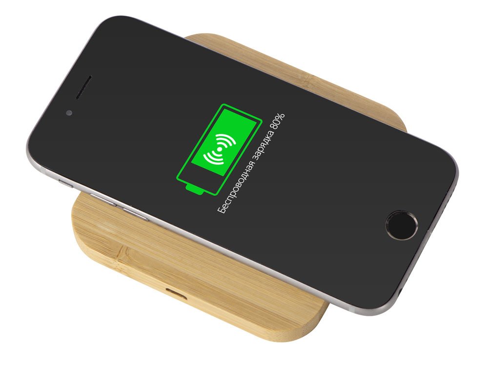 USB-хаб с беспроводной зарядкой из бамбука Plato, 5 Вт_1