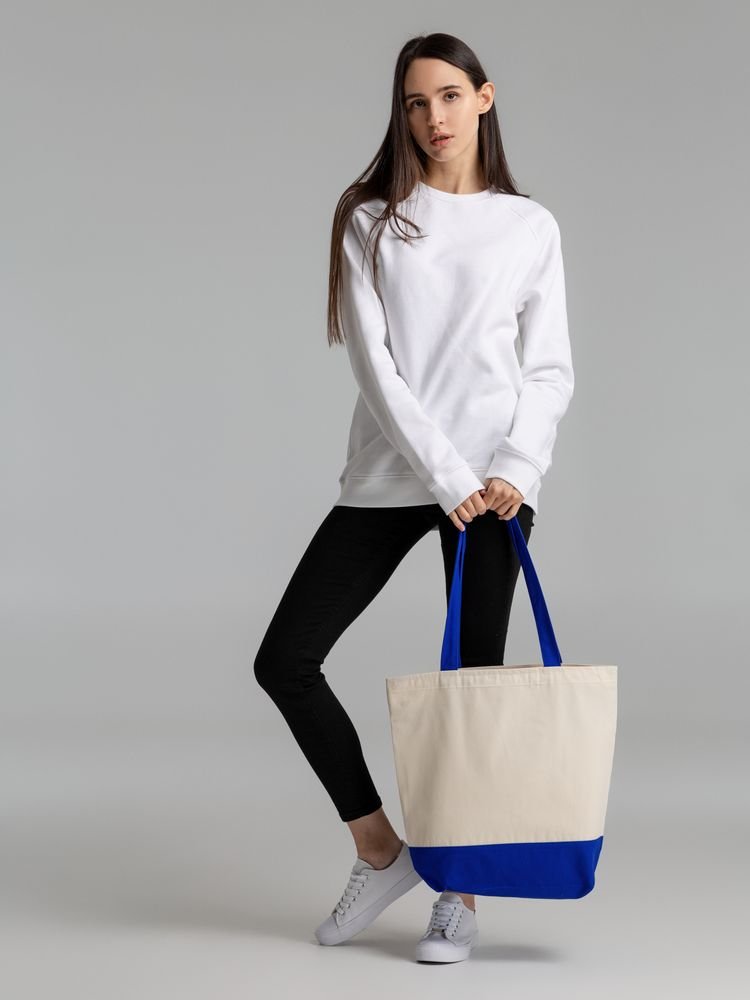 Сумка для покупок на молнии Shopaholic Zip, неокрашенная с синим_8
