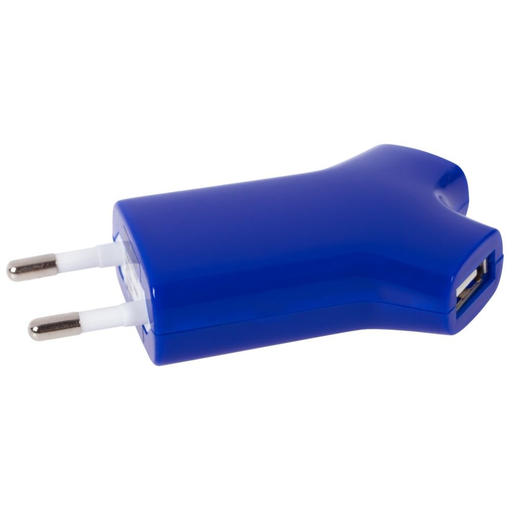 Сетевое зарядное устройство Uniscend Double USB, синее_1