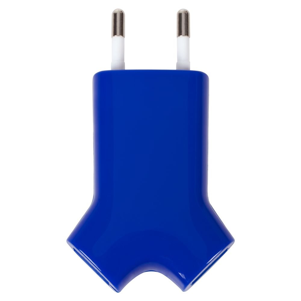 Сетевое зарядное устройство Uniscend Double USB, синее_2