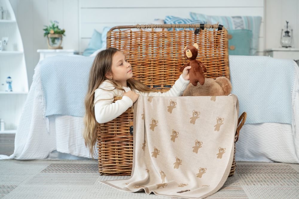 Плед детский с мишками Beastie Toys, небесно-голубой_5