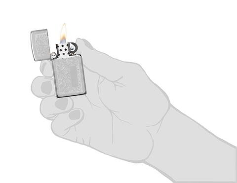 Зажигалка ZIPPO Slim® Venetian® с покрытием High Polish Chrome, латунь/сталь, 30x10x55 мм_1