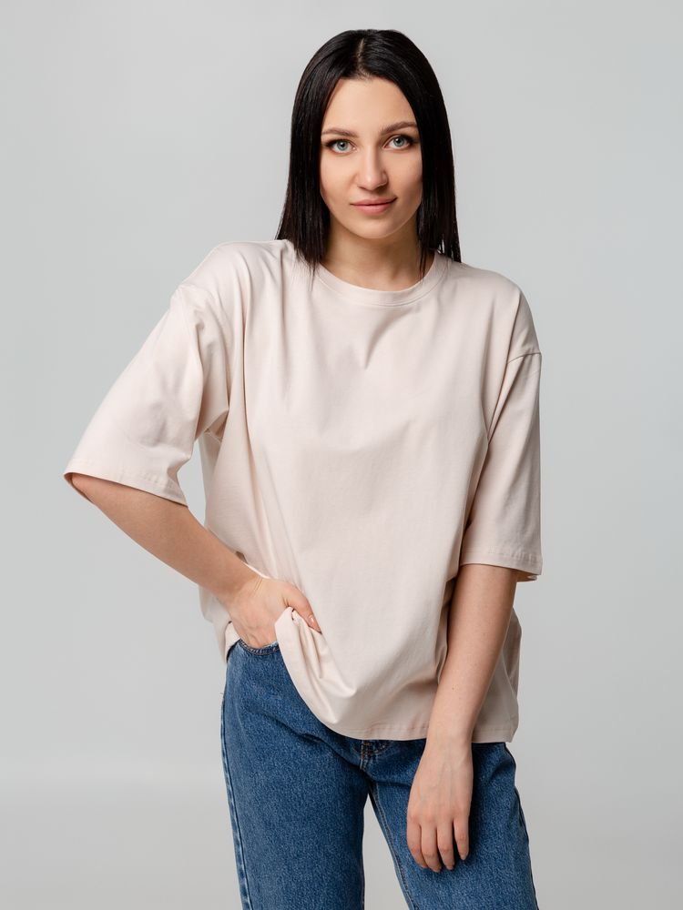 Футболка унисекс оверсайз Street Vibes, бежевая_5