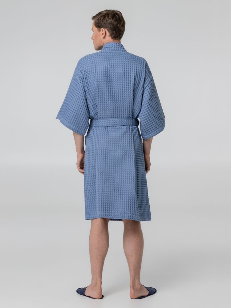 Халат вафельный мужской Boho Kimono, синий_6