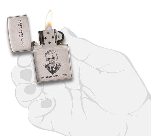 Зажигалка ZIPPO G. Blaisdell, с покрытием Brushed Chrome, латунь/сталь, серебристая, 36x12x56 мм_1