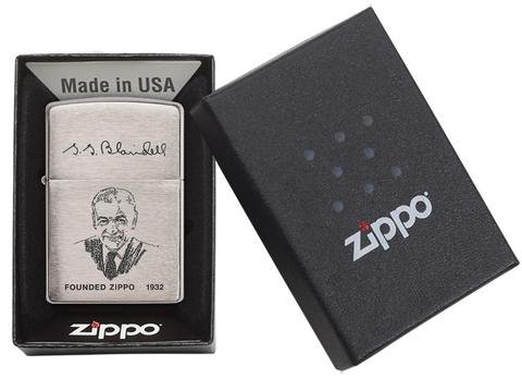 Зажигалка ZIPPO G. Blaisdell, с покрытием Brushed Chrome, латунь/сталь, серебристая, 36x12x56 мм_2