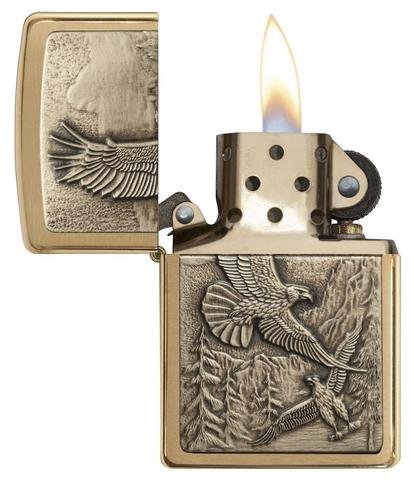 Зажигалка ZIPPO Eagles, с покрытием Brushed Brass, латунь/сталь, золотистая, матовая, 36x12x56 мм_1