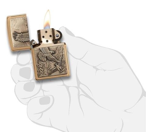 Зажигалка ZIPPO Eagles, с покрытием Brushed Brass, латунь/сталь, золотистая, матовая, 36x12x56 мм_2
