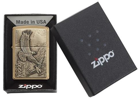 Зажигалка ZIPPO Eagles, с покрытием Brushed Brass, латунь/сталь, золотистая, матовая, 36x12x56 мм_3