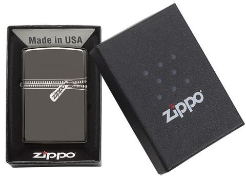 Зажигалка ZIPPO Classic с покрытием Black Ice ®, латунь/сталь, чёрная, глянцевая, 36x12x56 мм_2