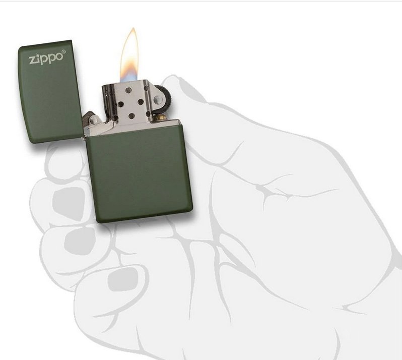 Зажигалка ZIPPO Green Matte, латунь с порошковым покрытием, зеленая, матовая, 36х56х12 мм_1
