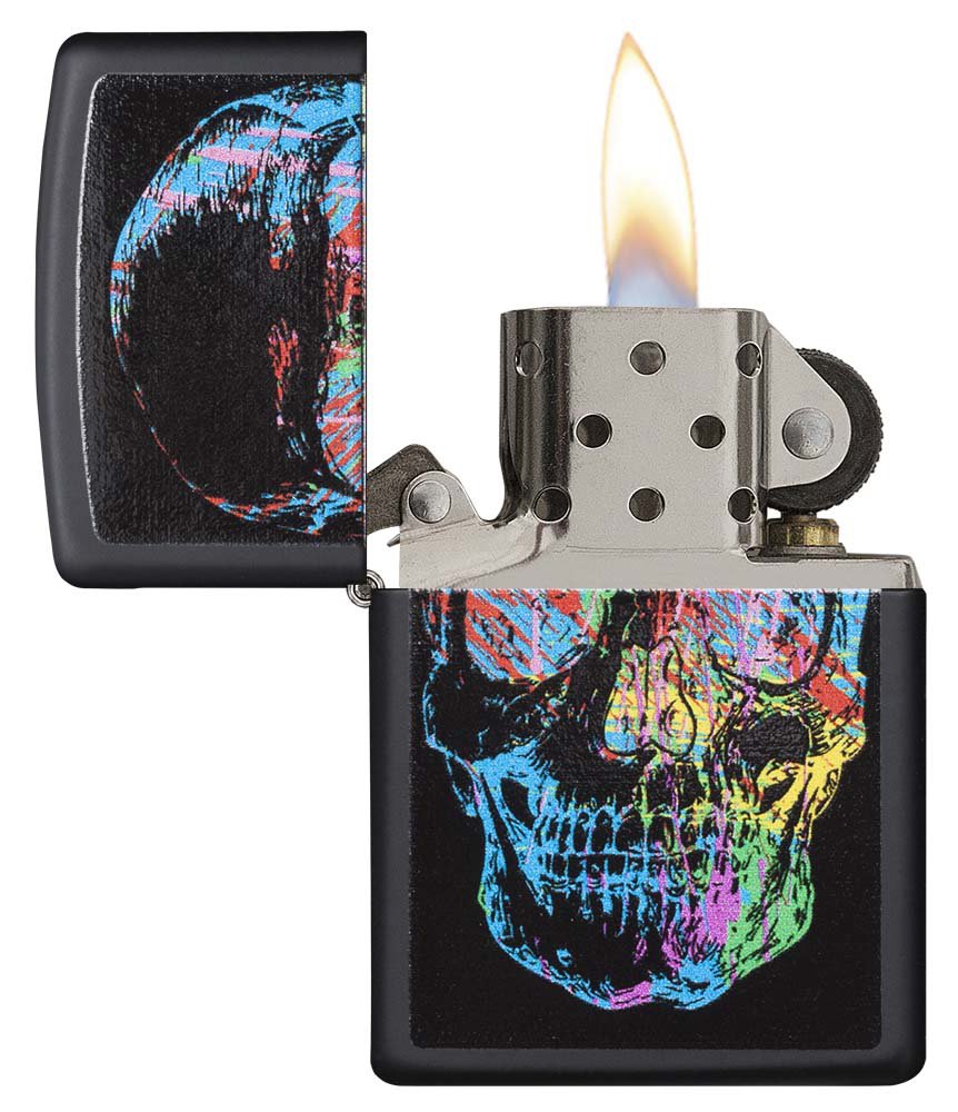 Зажигалка ZIPPO Skull Design с покрытием Black Matte, латунь/сталь, черная, 38x13x57 мм_1