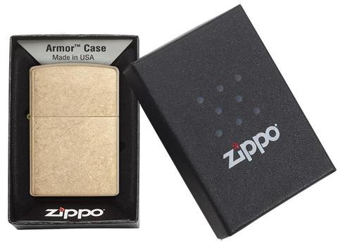 Зажигалка ZIPPO Armor™с покрытием Tumbled Brass, латунь/сталь, золотистая, матовая, 37х13x58 мм_1