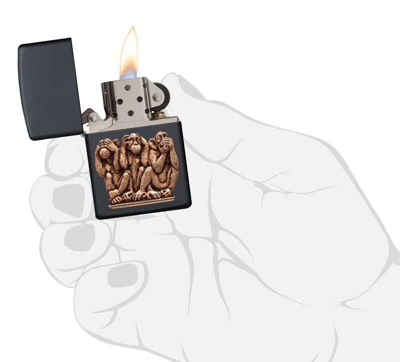 Зажигалка ZIPPO Classic с покрытием Black Matte, латунь/сталь, чёрная, матовая, 36x12x56 мм_2