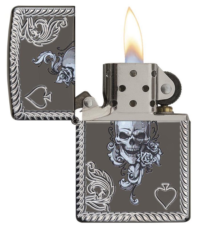 Зажигалка ZIPPO Armor® с покрытием Black Ice®, латунь/сталь, чёрная, глянцевая, 37х13x58 мм_1