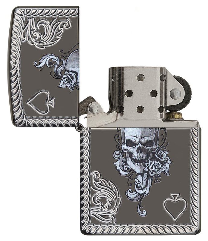 Зажигалка ZIPPO Armor® с покрытием Black Ice®, латунь/сталь, чёрная, глянцевая, 37х13x58 мм_3