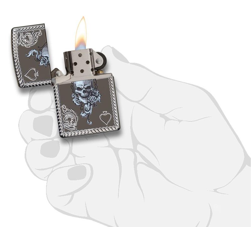 Зажигалка ZIPPO Armor® с покрытием Black Ice®, латунь/сталь, чёрная, глянцевая, 37х13x58 мм_4