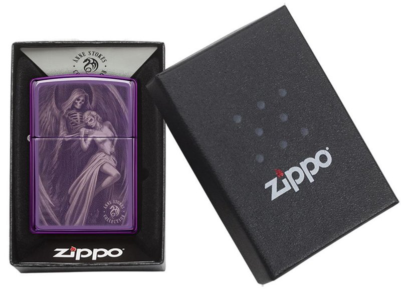 Зажигалка ZIPPO Anne Stokes с покрытием Abyss™, латунь/сталь, сиреневая, глянцевая, 36x12x56 мм_4
