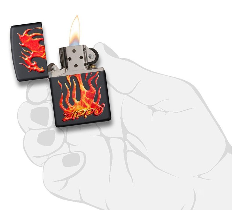 Зажигалка ZIPPO Classic с покрытием Black Matte, латунь/сталь, чёрная, матовая, 36x12x56 мм_5