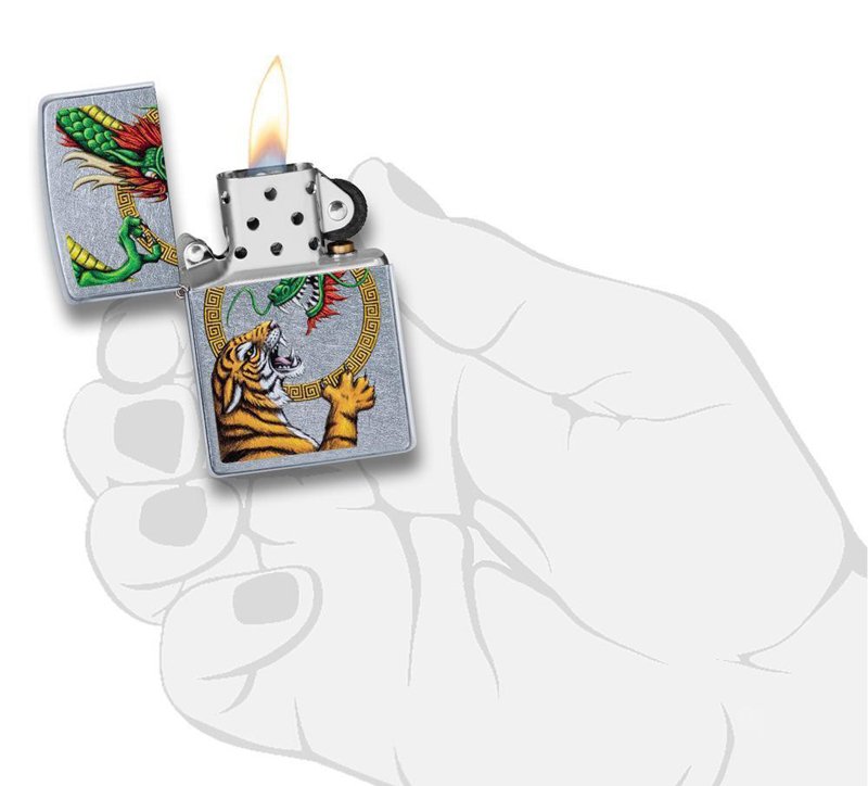 Зажигалка ZIPPO Dragon Design с покрытием Street Chrome™, латунь/сталь, серебристая, 36x12x56 мм_4