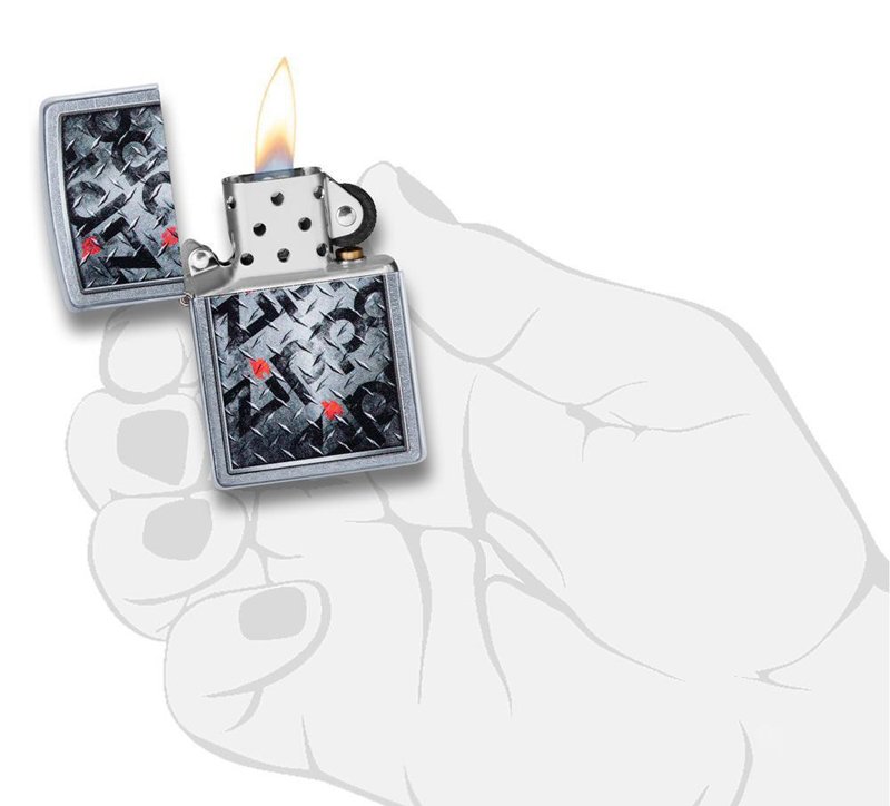 Зажигалка ZIPPO Diamond с покрытием Street Chrome™, латунь/сталь, серебристая, матовая, 36x12x56 мм_4
