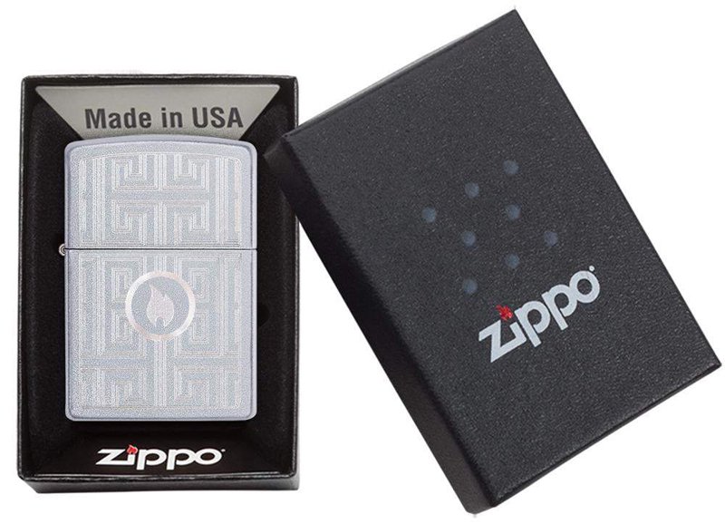 Зажигалка ZIPPO Labyrinth с покрытием Satin Chrome, латунь/сталь, серебристая, матовая, 36x12x56 мм_6