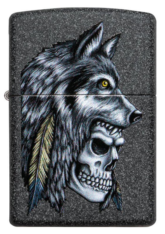 Зажигалка ZIPPO Wolf Skull с покрытием Iron Stone™, латунь/сталь, серая, матовая, 36x12x56 мм_3
