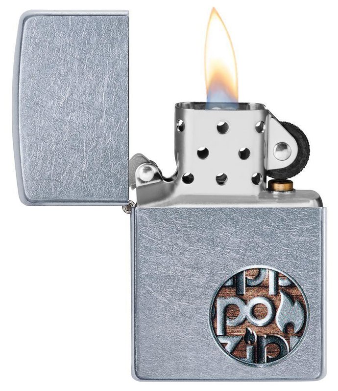Зажигалка ZIPPO Button с покрытием Street Chrome™, латунь/сталь, серебристая, матовая, 36x12x56 мм_2