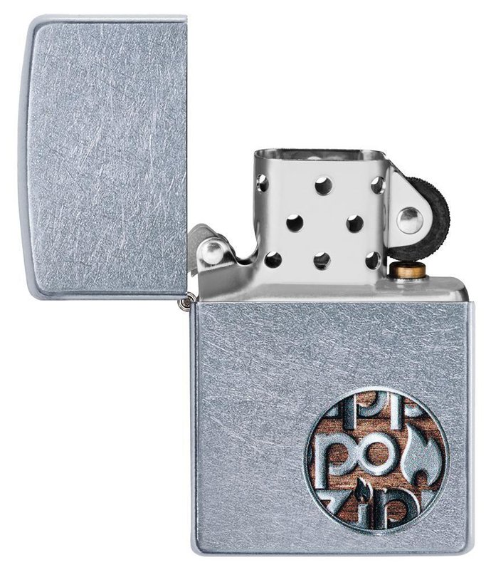 Зажигалка ZIPPO Button с покрытием Street Chrome™, латунь/сталь, серебристая, матовая, 36x12x56 мм_3