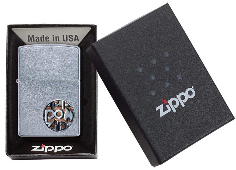 Зажигалка ZIPPO Button с покрытием Street Chrome™, латунь/сталь, серебристая, матовая, 36x12x56 мм_5