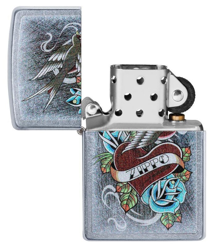 Зажигалка ZIPPO Vintage Tattoo с покрытием Street Chrome™, латунь/сталь, серебристая, 36x12x56 мм_2