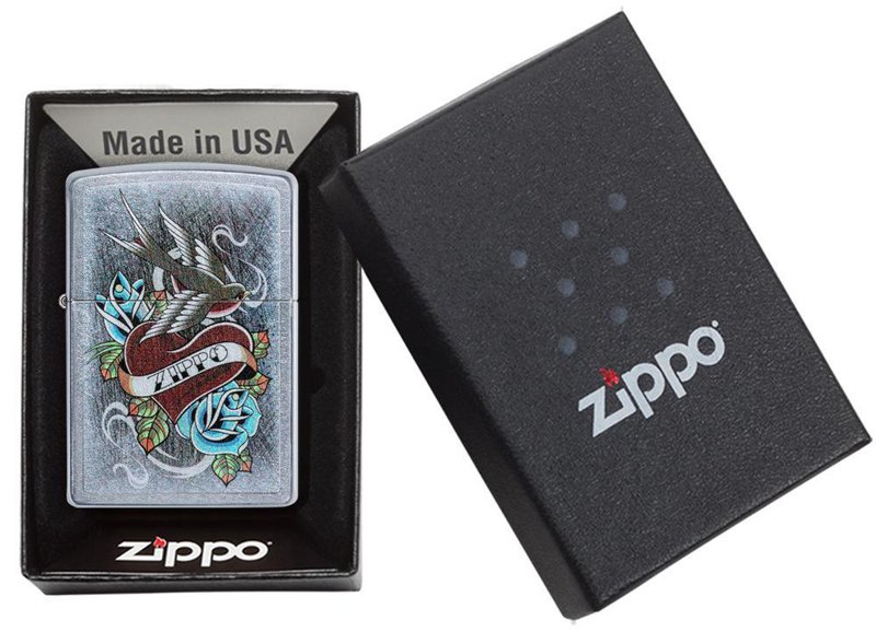 Зажигалка ZIPPO Vintage Tattoo с покрытием Street Chrome™, латунь/сталь, серебристая, 36x12x56 мм_6