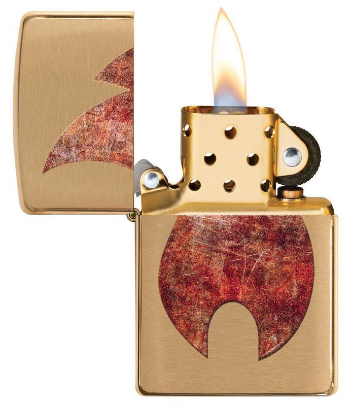 Зажигалка ZIPPO Rusty Flame с покрытием Brushed Brass, латунь/сталь, золотистая, 36x12x56 мм_1