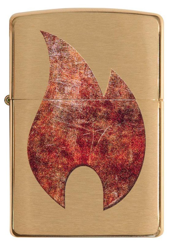 Зажигалка ZIPPO Rusty Flame с покрытием Brushed Brass, латунь/сталь, золотистая, 36x12x56 мм_3