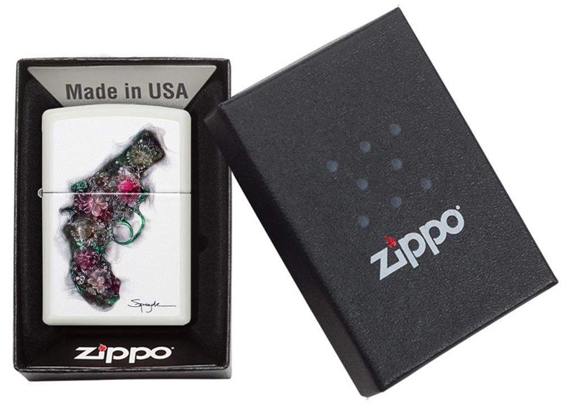 Зажигалка ZIPPO Spazuk с покрытием White Matte, латунь/сталь, белая, матовая, 36x12x56 мм_5