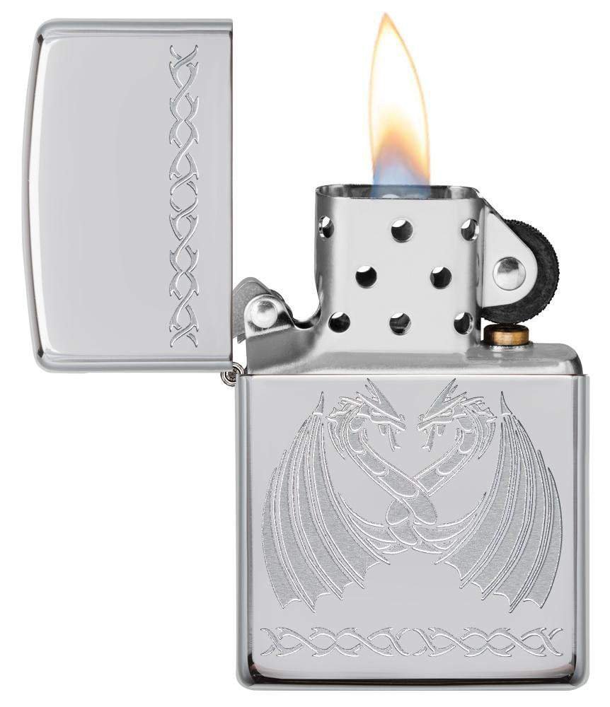 Зажигалка ZIPPO Dancing Dragons с покрытием High Polish Chrome, латунь/сталь, серебро, 36x12x56 мм_1