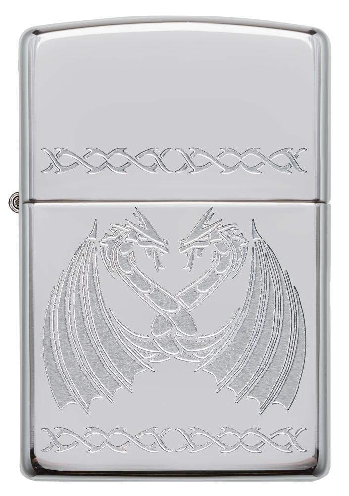 Зажигалка ZIPPO Dancing Dragons с покрытием High Polish Chrome, латунь/сталь, серебро, 36x12x56 мм_3
