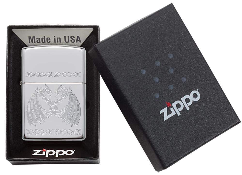 Зажигалка ZIPPO Dancing Dragons с покрытием High Polish Chrome, латунь/сталь, серебро, 36x12x56 мм_5