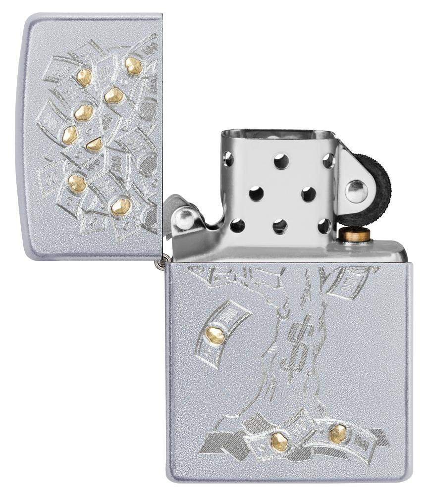 Зажигалка ZIPPO Money Tree Design с покрытием Satin Chrome, латунь/сталь, серебристая, 36x12x56 мм_2
