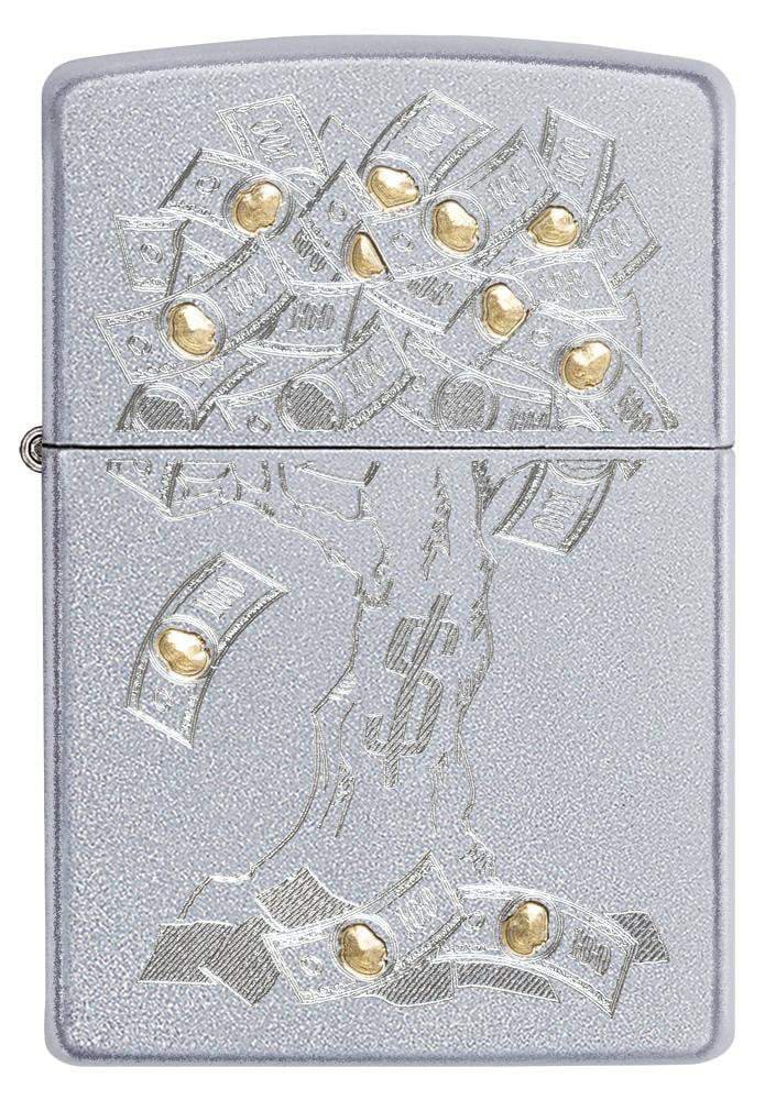 Зажигалка ZIPPO Money Tree Design с покрытием Satin Chrome, латунь/сталь, серебристая, 36x12x56 мм_3