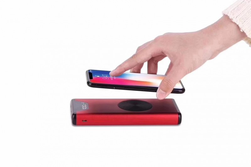 PBM_Wireless02 Беспроводное зарядное устройство PBM_Wireless02_ 10000  ёмкость 10000 mah, c цифровым индикатором, металлический корпус прямоугольной формы формы, красный_3