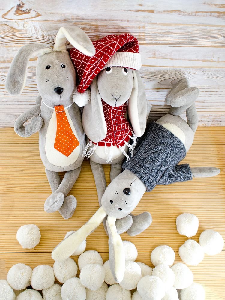 Игрушка Smart Bunny, в красном шарфике и шапочке_4