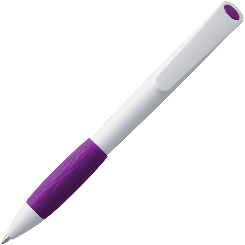 Ручка шариковая Grip, белая с фиолетовым_2