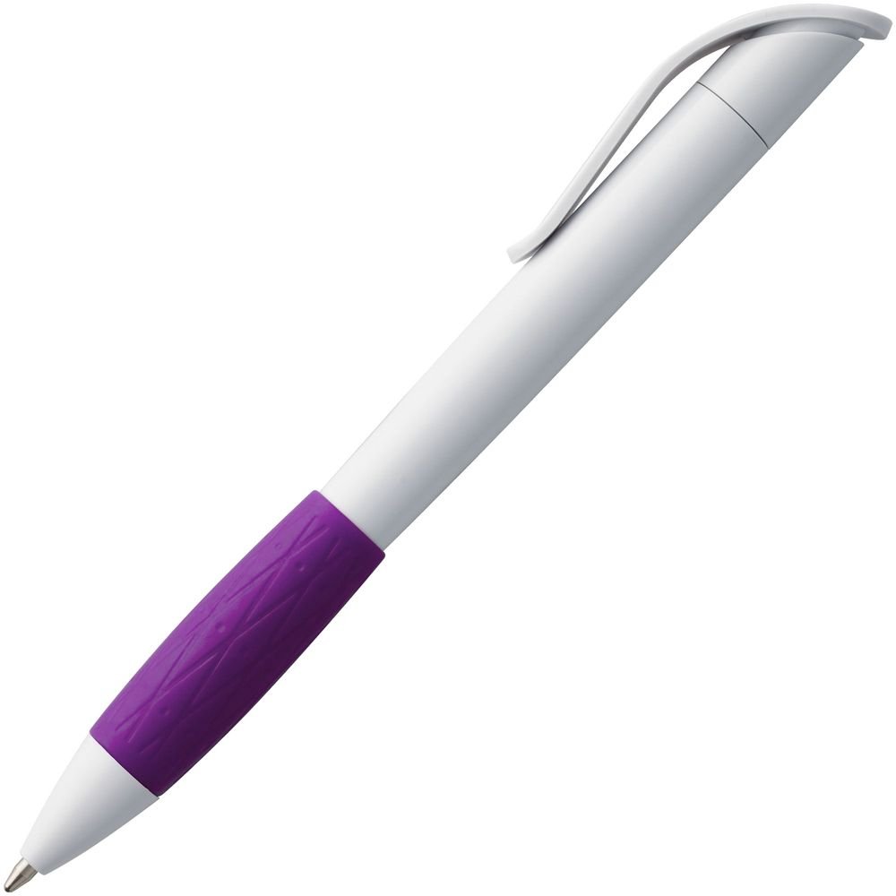Ручка шариковая Grip, белая с фиолетовым_1